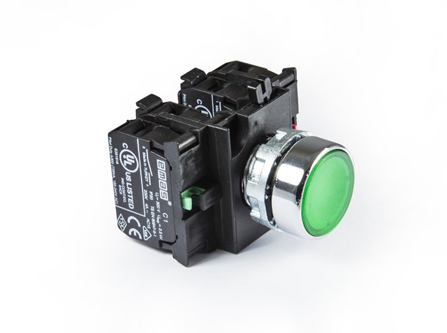 CM Series Metal 2NO+2NC Spring Flush Green 22 mm Control Unit